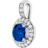 Platinum Round Natural Blue Sapphire & Natural Diamond Halo-Style Pendant – 1/5 CTW - view 2