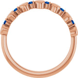 14K Gold Round Natural Blue Sapphire Accented Stackable Heart Ring - Rose Gold - view 7