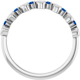 Platinum Round Natural Blue Sapphire Accented Stackable Heart Ring - view 7