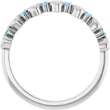 Platinum Round Natural Aquamarine Accented Stackable Heart Ring - view 7