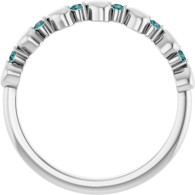 Platinum Round Natural Alexandrite Accented Stackable Heart Ring - view 7