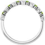 14K Gold Round Natural Peridot Accented Stackable Heart Ring - White Gold - view 7