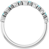 14K Gold Round Natural Blue Zircon Accented Stackable Heart Ring - White Gold - view 7