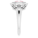 Platinum Oval Natural Morganite & Natural Diamond Halo-Style Ring – 8x6mm - view 4