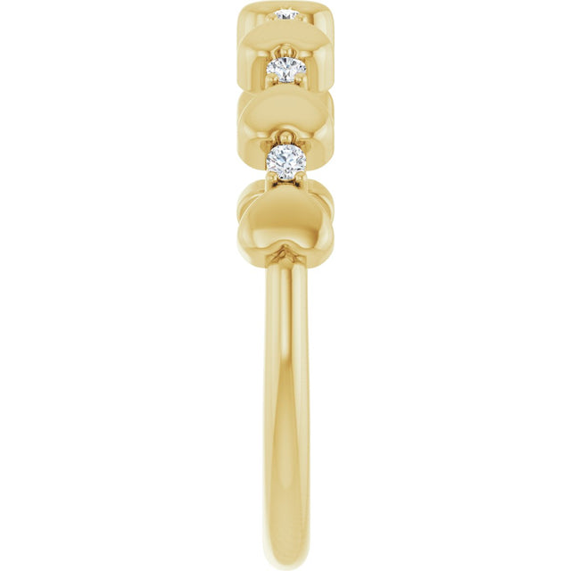 14K Gold Round Natural Diamond Accented Stackable Heart Ring - Yellow Gold - view 9
