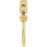 14K Gold Round Natural Pink Tourmaline Accented Stackable Heart Ring - Yellow Gold - view 9