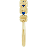 14K Gold Round Natural Blue Sapphire Accented Stackable Heart Ring - Yellow Gold - view 9