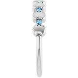 14K Gold Round Natural Aquamarine Accented Stackable Heart Ring - White Gold - view 9