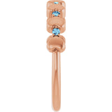 14K Gold Round Natural Aquamarine Accented Stackable Heart Ring - Rose Gold - view 9