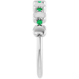 Platinum Round Natural Emerald Accented Stackable Heart Ring - view 9