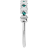 Platinum Round Natural Alexandrite Accented Stackable Heart Ring - view 9