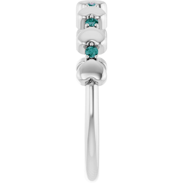 Platinum Round Natural Alexandrite Accented Stackable Heart Ring - view 9