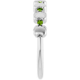 14K Gold Round Natural Peridot Accented Stackable Heart Ring - White Gold - view 9