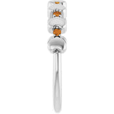 Platinum Round Natural Citrine Accented Stackable Heart Ring - view 9
