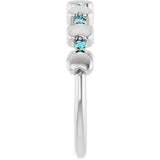 Platinum Round Natural Blue Zircon Accented Stackable Heart Ring - view 9