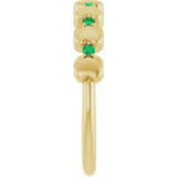 14K Gold Round Natural Emerald Accented Stackable Heart Ring - Yellow Gold - view 9