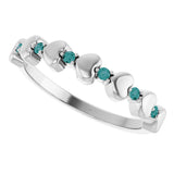 Platinum Round Natural Alexandrite Accented Stackable Heart Ring - view 10