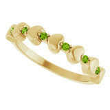 14K Gold Round Natural Peridot Accented Stackable Heart Ring - Yellow Gold - view 10