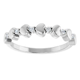 14K Gold Round Natural Diamond Accented Stackable Heart Ring - White Gold - view 8