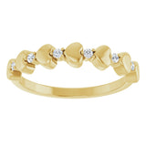 14K Gold Round Natural Diamond Accented Stackable Heart Ring - Yellow Gold - view 8