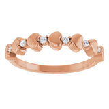 14K Gold Round Natural Diamond Accented Stackable Heart Ring - Rose Gold - view 8
