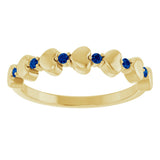 14K Gold Round Natural Blue Sapphire Accented Stackable Heart Ring - Yellow Gold - view 8
