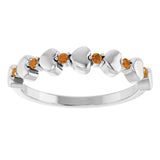 Platinum Round Natural Citrine Accented Stackable Heart Ring - view 8