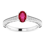 Platinum Oval Lab-Grown Ruby Solitaire Ring – 6x4mm - view 3