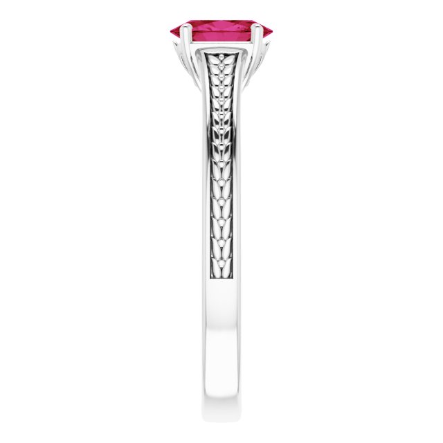 Platinum Oval Lab-Grown Ruby Solitaire Ring – 6x4mm - view 4
