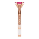 14K Gold Oval Lab-Grown Ruby Solitaire Ring – 6x4mm - Rose Gold - view 4