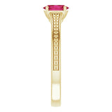 14K Gold Oval Lab-Grown Ruby Solitaire Ring – 6x4mm - Yellow Gold - view 4