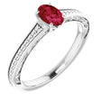14K Gold Oval Lab-Grown Ruby Solitaire Ring – 6x4mm - White Gold