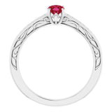 Platinum Oval Lab-Grown Ruby Solitaire Ring – 6x4mm - view 2