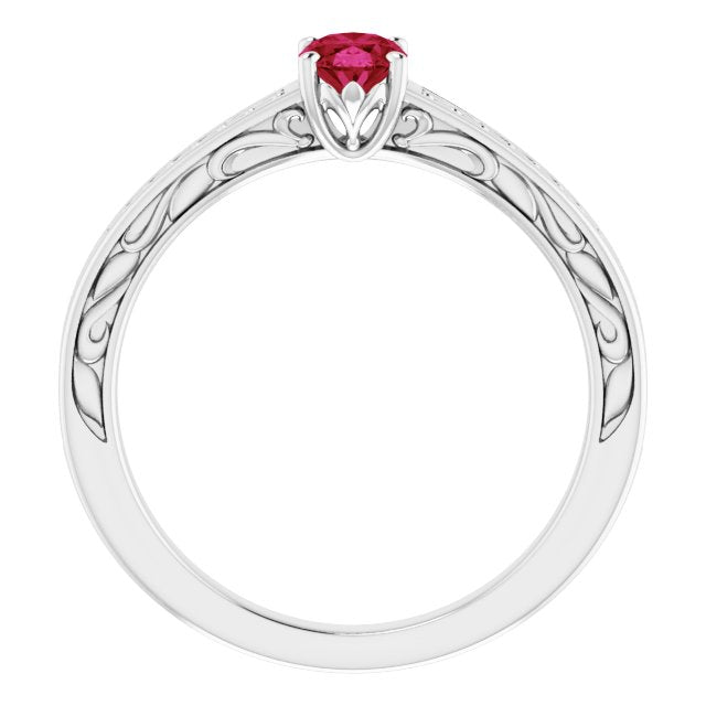 Platinum Oval Lab-Grown Ruby Solitaire Ring – 6x4mm - view 2