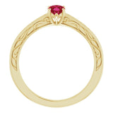 14K Gold Oval Lab-Grown Ruby Solitaire Ring – 6x4mm - Yellow Gold - view 2