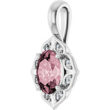 Platinum Oval Natural Pink Morganite & Natural Diamond Halo-Style Pendant – 0.08 CTW - view 2