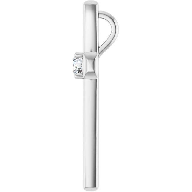 Platinum Round Natural Diamond Cross Pendant – 3.75mm Stones - view 6