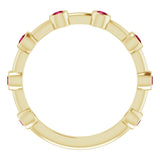14K Gold Round Natural Ruby Bezel-Set Bar Ring - Yellow Gold - view 8
