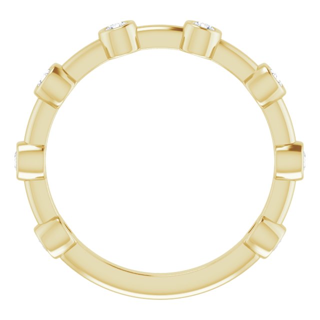 14K Gold Round Natural Diamond Bezel-Set Bar Ring - Yellow Gold - view 8