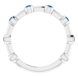 14K Gold Round Natural Blue Sapphire Bezel-Set Bar Ring - White Gold - view 8