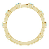 14K Gold Round Natural Aquamarine Bezel-Set Bar Ring - Yellow Gold - view 8
