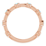 14K Gold Round Natural Aquamarine Bezel-Set Bar Ring - Rose Gold - view 8