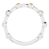 14K Gold Round Natural Citrine Bezel-Set Bar Ring - White Gold - view 8