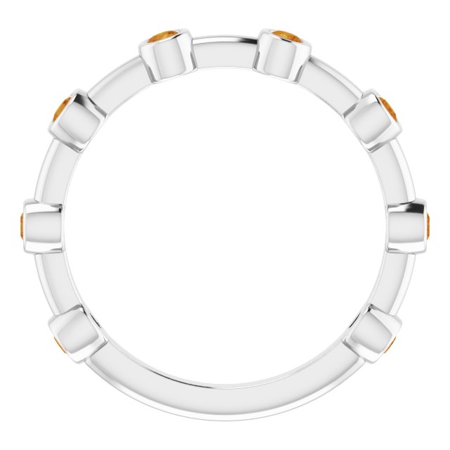 14K Gold Round Natural Citrine Bezel-Set Bar Ring - White Gold - view 8