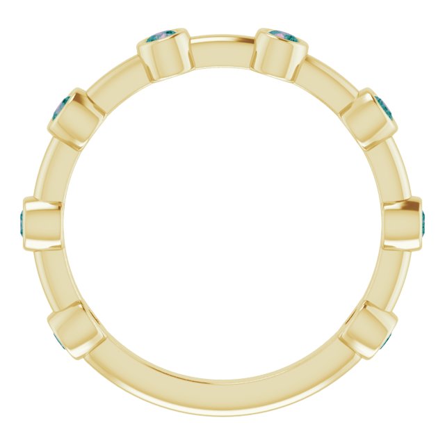 14K Gold Round Natural Alexandrite Bezel-Set Bar Ring - Yellow Gold - view 8