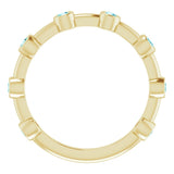 14K Gold Round Natural Blue Zircon Bezel-Set Bar Ring - Yellow Gold - view 8