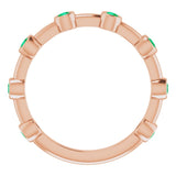 14K Gold Round Natural Emerald Bezel-Set Bar Ring - Rose Gold - view 8