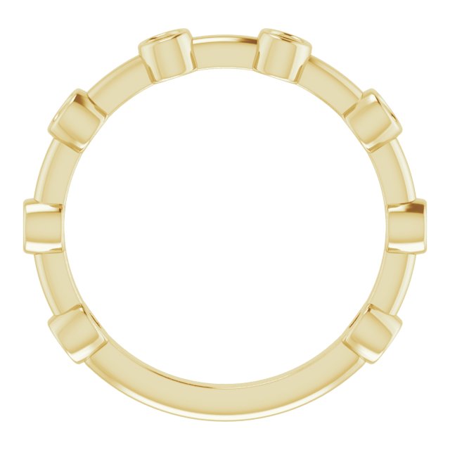 14K Gold Round Natural Peridot Bezel-Set Bar Ring - Yellow Gold - view 9