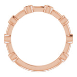 14K Gold Round Natural Aquamarine Bezel-Set Bar Ring - Rose Gold - view 9