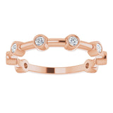 14K Gold Round Natural Diamond Bezel-Set Bar Ring - Rose Gold - view 10